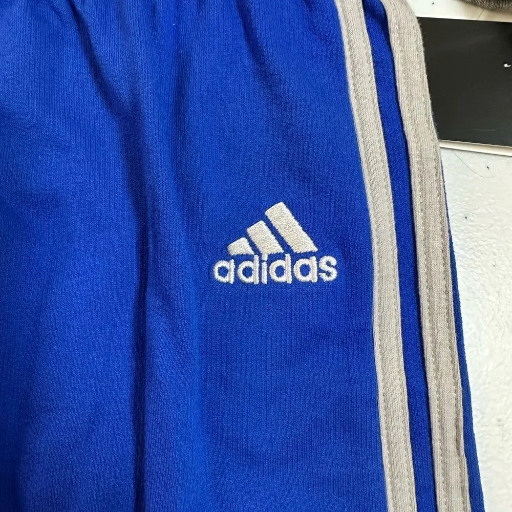 NWT Adidas Baby 2 Piece Logo Gray Body Shirt Blue Jogging Pant Set - Size 6M